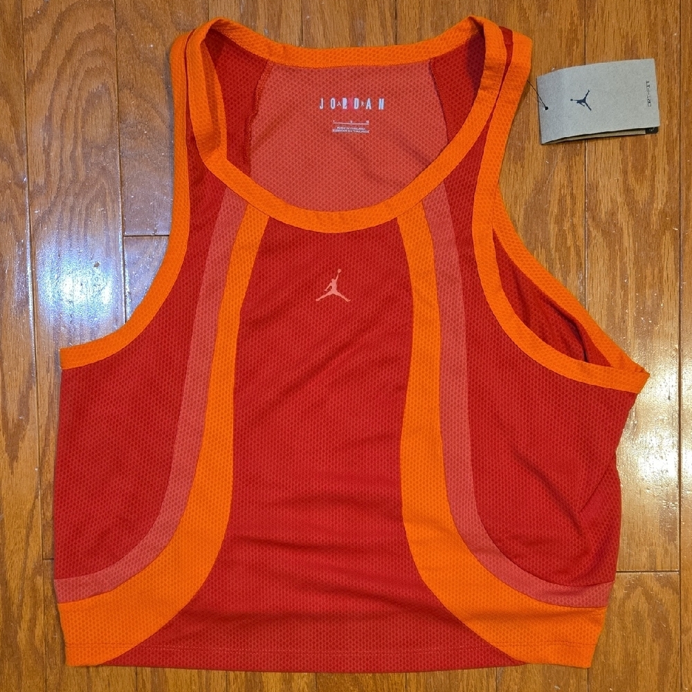 🔥 Nike Jordan Women’s Fire Red / Orange Mesh Cropped Tank | NWT | Large
